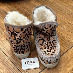 Mou Leopard Print Boots - Tan and Black